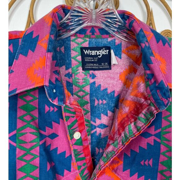 Vintage 90's Wrangler Southwest Western Cowboy Shirt Multicolor M - Picture 2 of 5